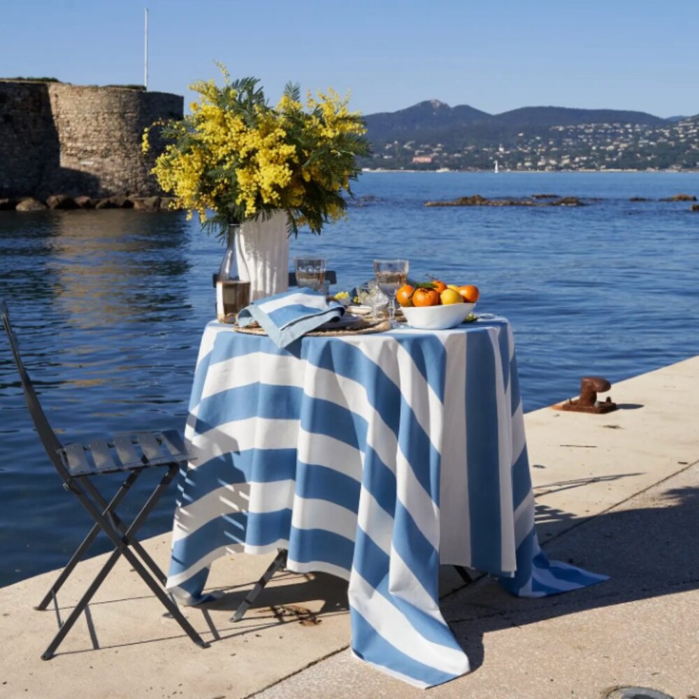 Blue Cabana Tablecloth